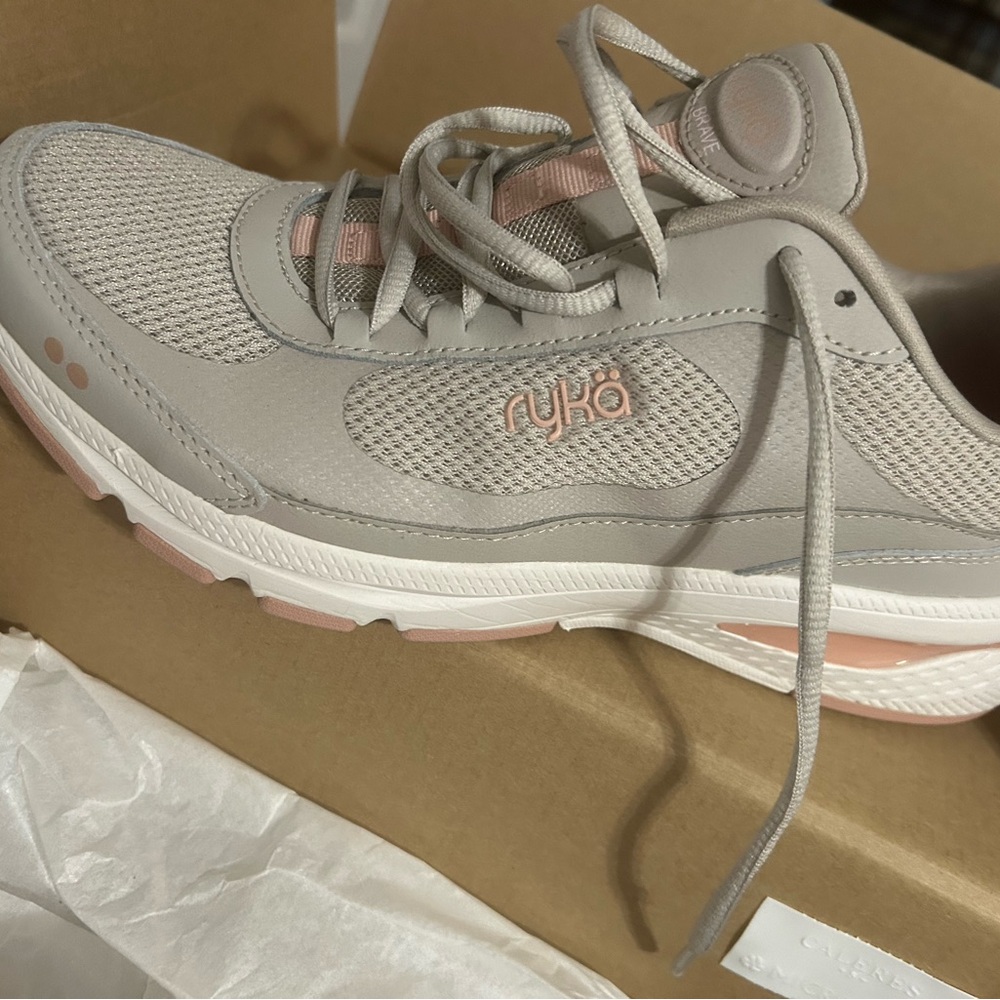 Ryka Women's Light Gray and Soft Pink Sneakers